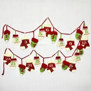 Miniature Hats and Mittens Knit Advent Calendar Garland Christmas Countdown